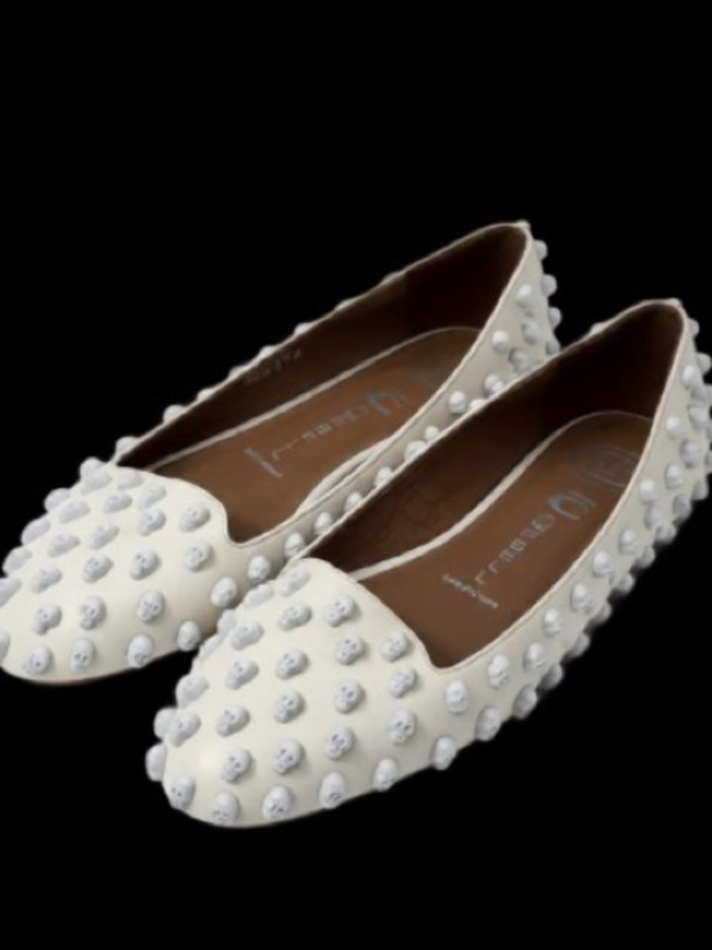 Jeffrey Campbell Womens Skulltini White Embellished Ballet Flats 8 Studded Skull